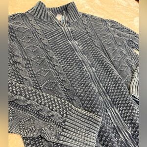 Carbon2Cobalt Blue Knit Zip-Up Sweater